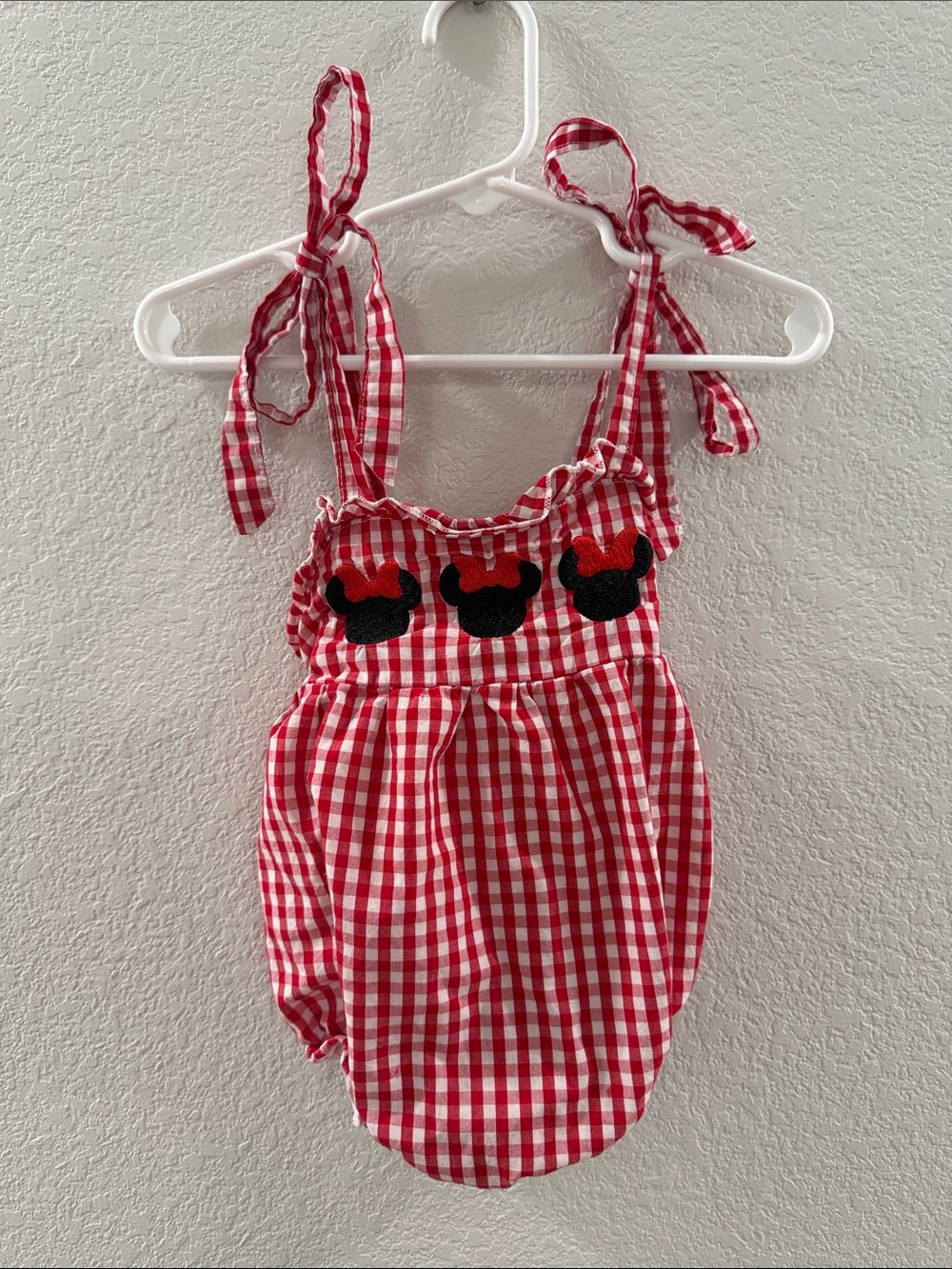 Red Gingham Minnie Mouse Baby Romper